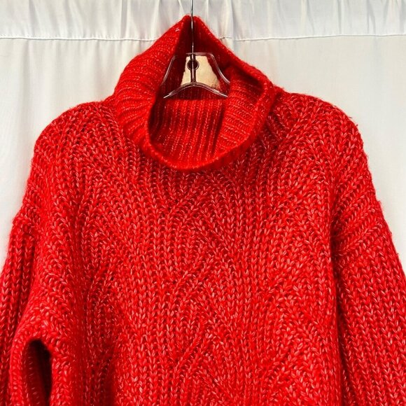 A New Day Womens Long Bishop Sleeve Cowl Neck Red Sweater Knit XS - Picture 2 of 9